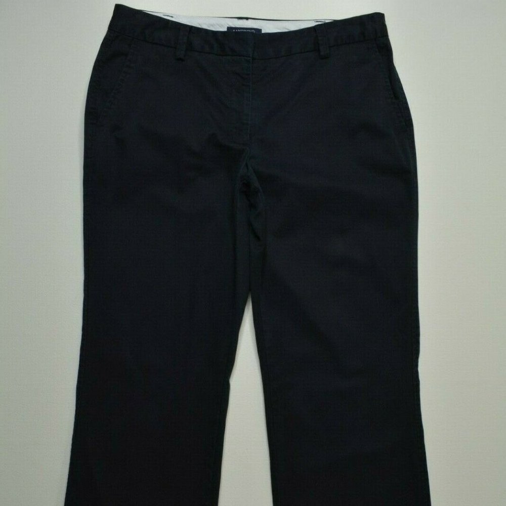 LANDS END Size 6 FIT 2 Womens NAVY Blue TROUSER Leg STRETCH Chino MID Rise Pants